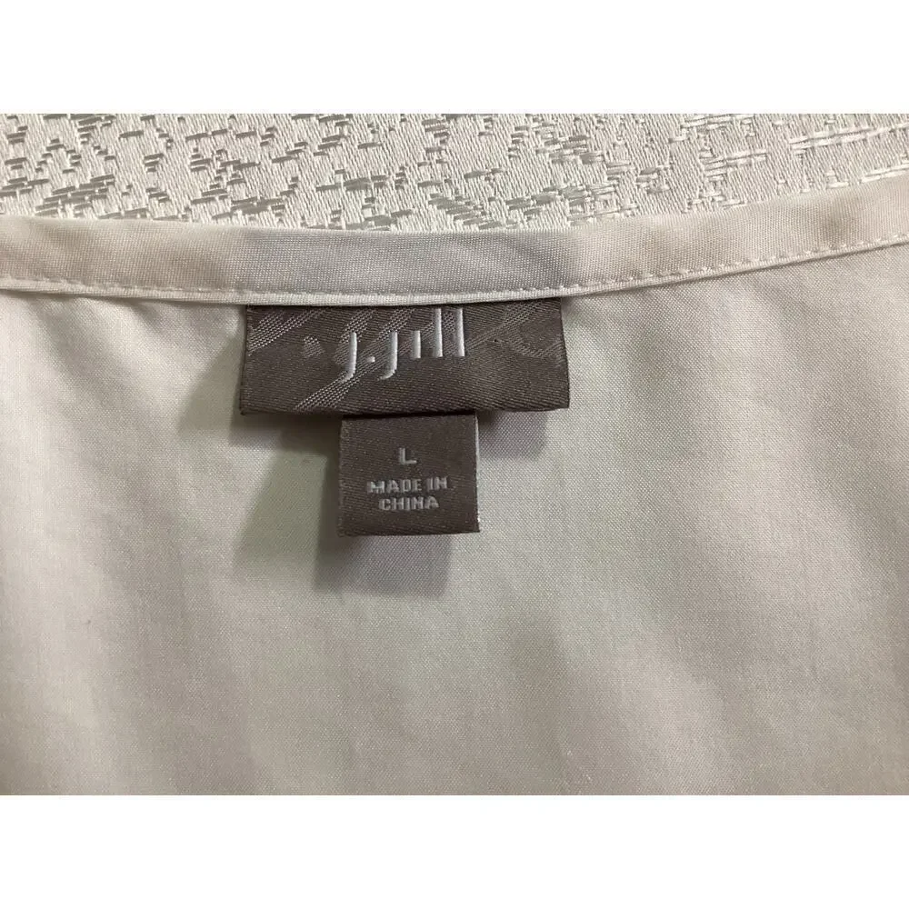 J. Jill shirt lightweight round neckline off-white short sleeves size L